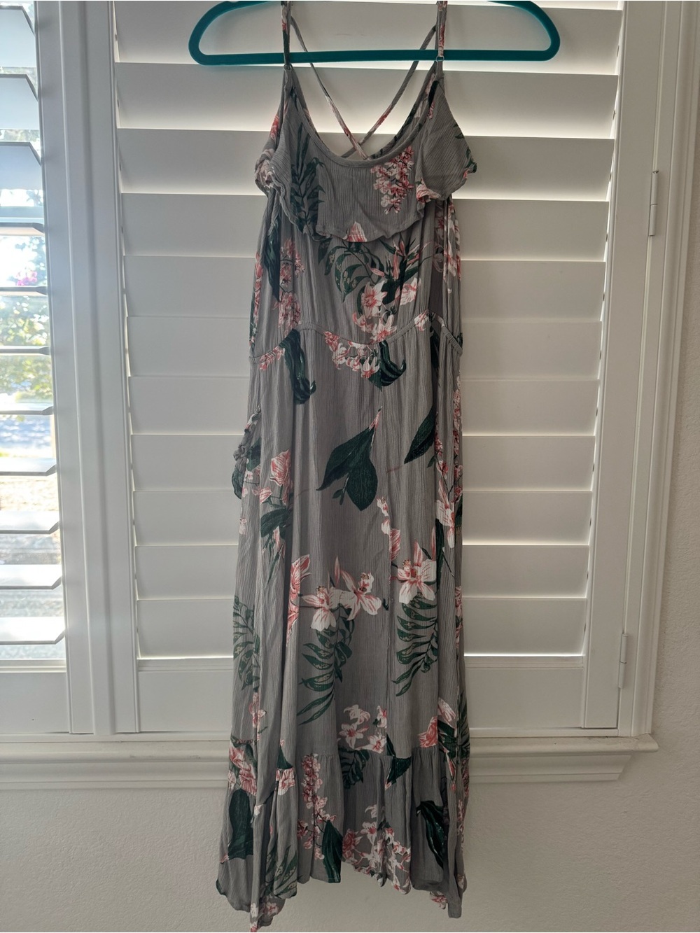 Kori Strapless Floral Taupe Dress with Pink and Mint Accents